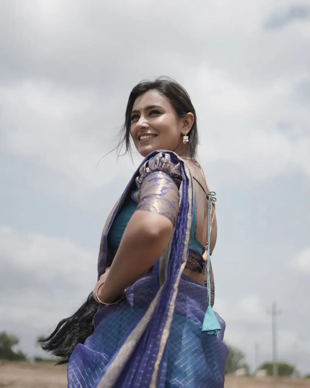 Telugu TV Actress Deepa Jagadeesh In Blue Lehenga Choli